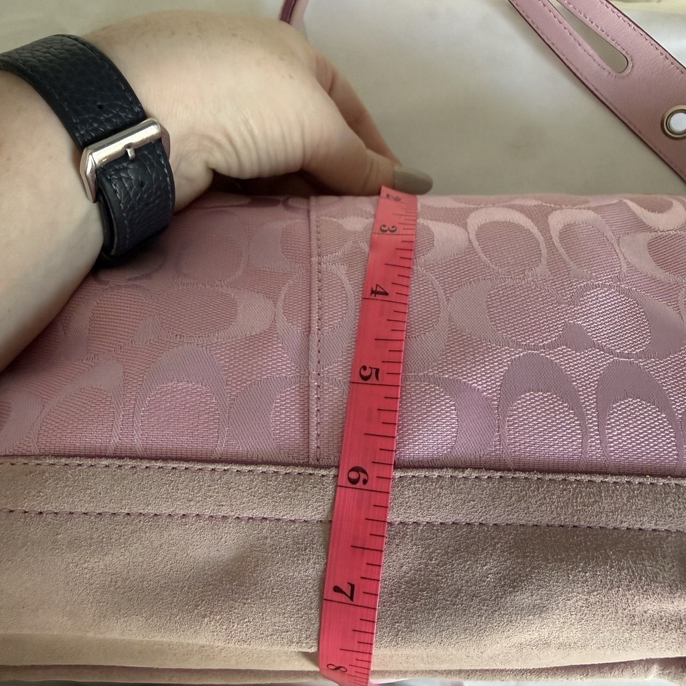Vintage COACH Signature East West Hobo Shoulder Bag Purse Pink Canvas Y2K - Picture 11 of 16